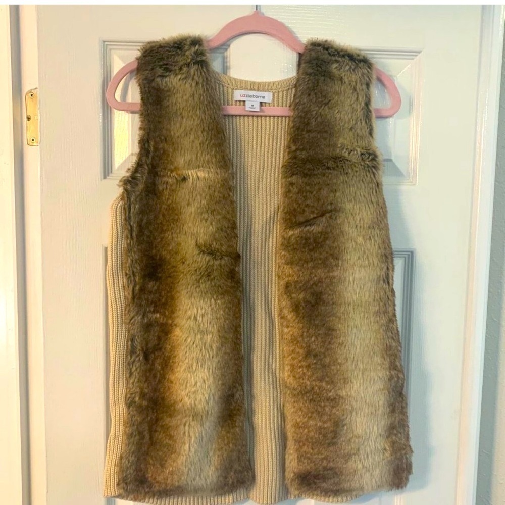 Vintage Faux Fur‎ Womens Sleeveless Vest Medium Indie Festival Glam Pristine